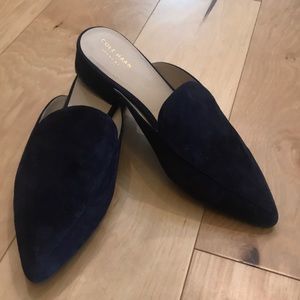 Cole Haan suede mules, worn once. Navy
